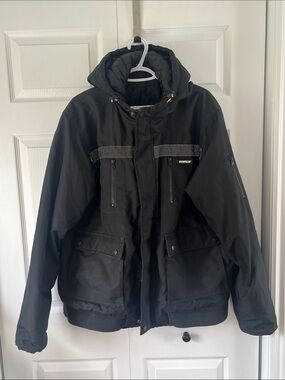 Caterpillar Black Hooded Puffer Jacket